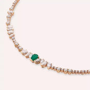 Virelle Zümrüt ve Pırlanta Taşlı Rose Altın Gerdanlık