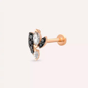 Visal Siyah Pırlanta Taşlı Rose Altın Piercing