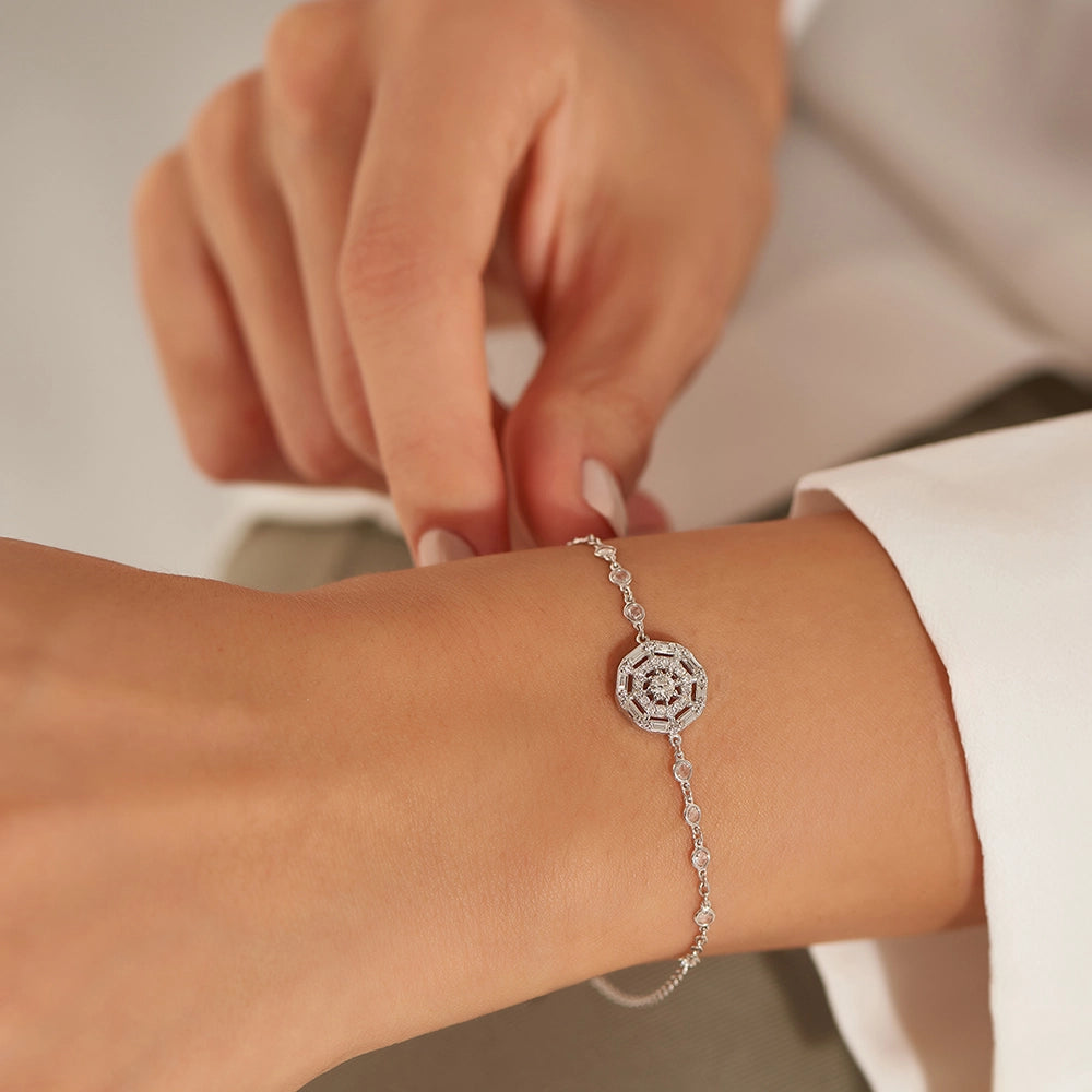 Viva 0.62 CT Elmas ve Pırlanta Taşlı Beyaz Altın Bileklik