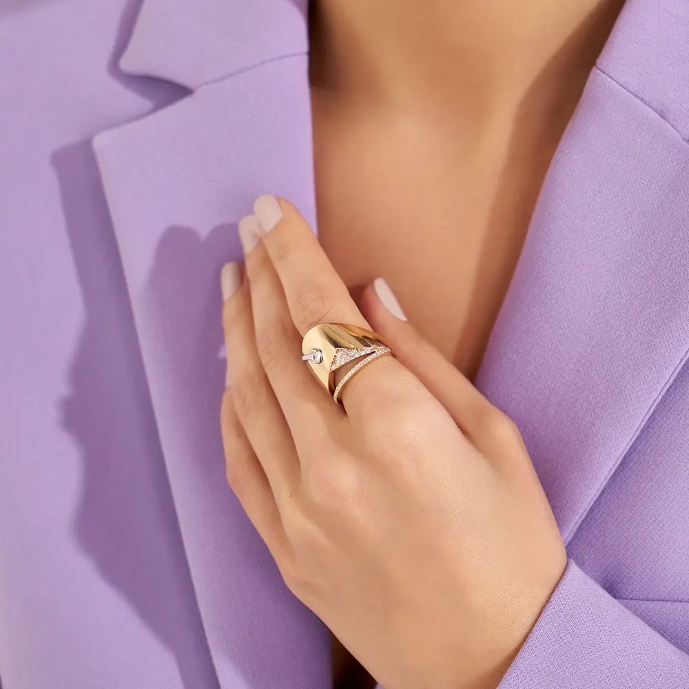 Vortex 0.36 CT Pırlanta Taşlı Rose Altın Yüzük