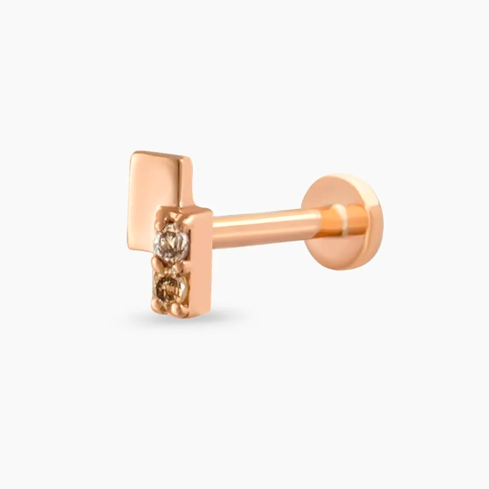 Wall Brown Pırlanta Taşlı Rose Gold Piercing