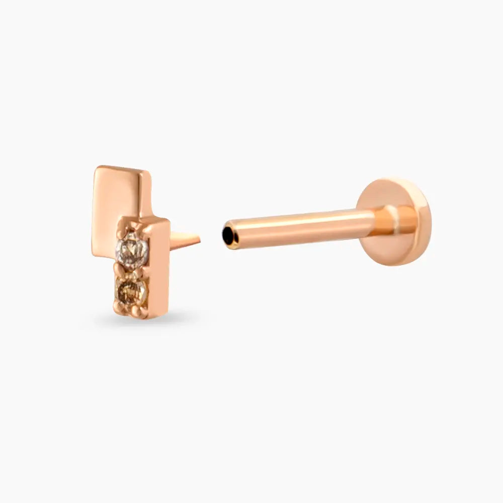 Wall Brown Pırlanta Taşlı Rose Gold Piercing