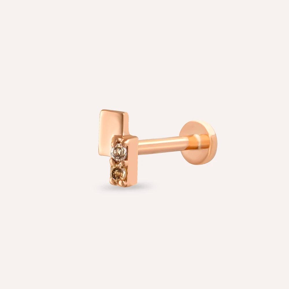 Wall Brown Pırlanta Taşlı Rose Gold Piercing - Tufanlar Kuyumculuk