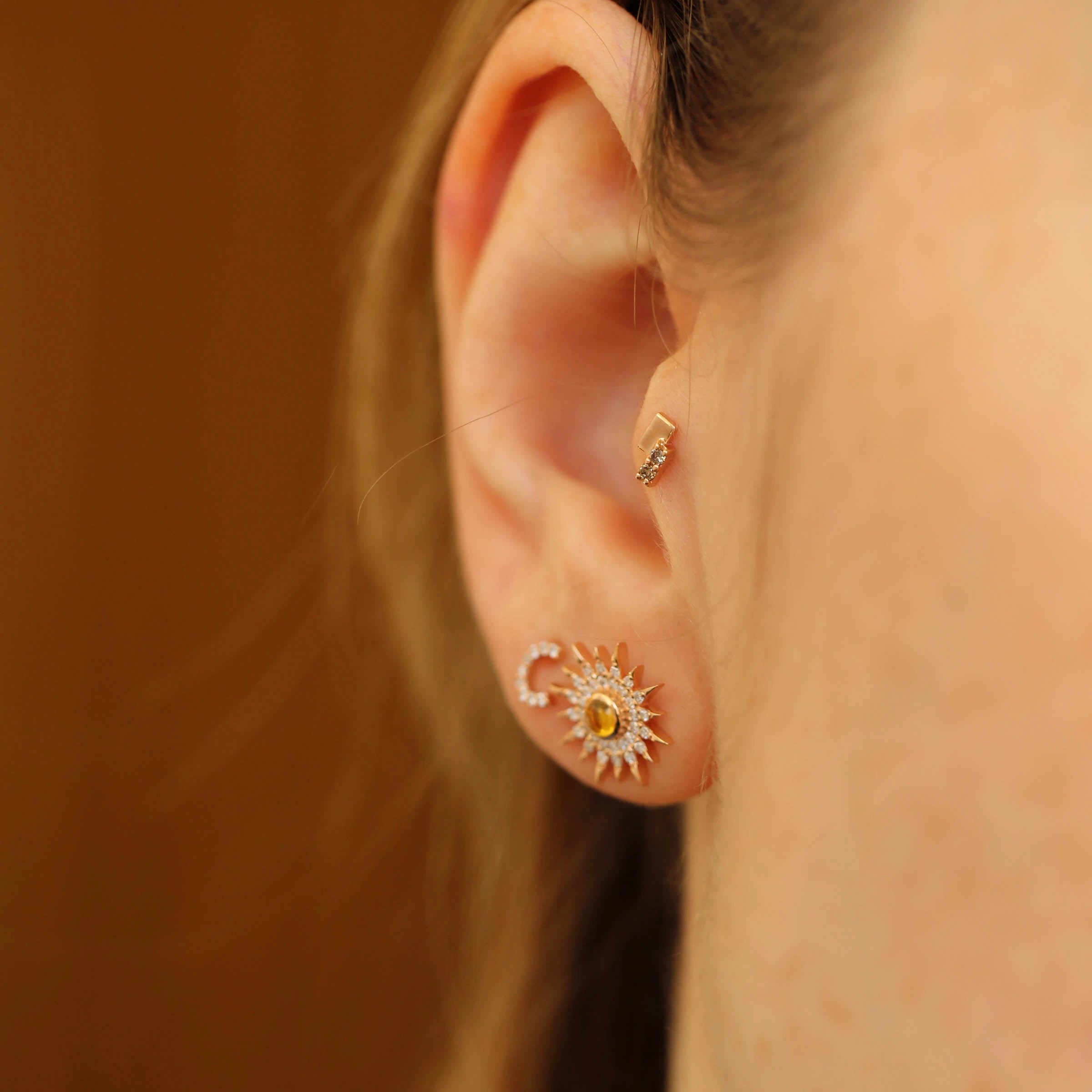 Wall Brown Pırlanta Taşlı Rose Gold Piercing