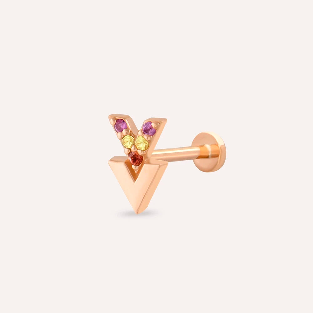 Way Multicolor Safir Rose Altın Piercing