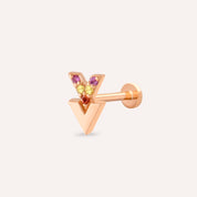 Way Multicolor Safir Rose Altın Piercing