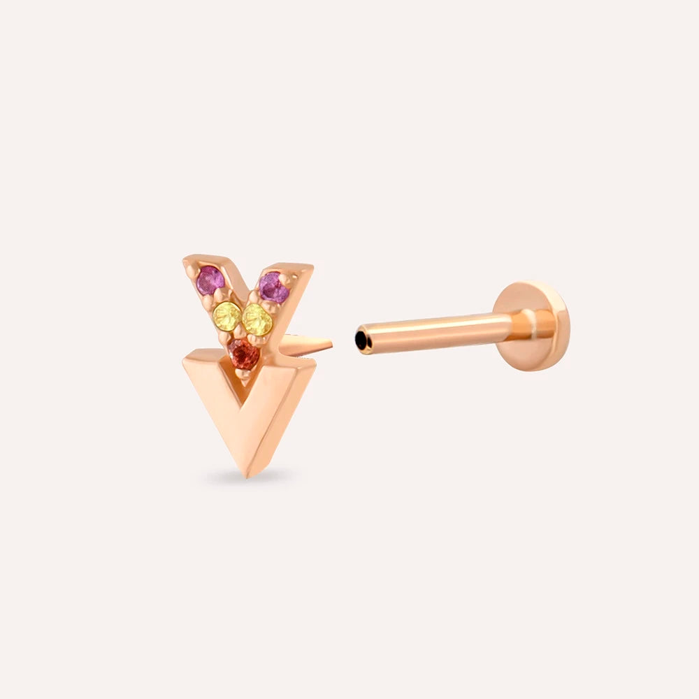 Way Multicolor Safir Rose Altın Piercing