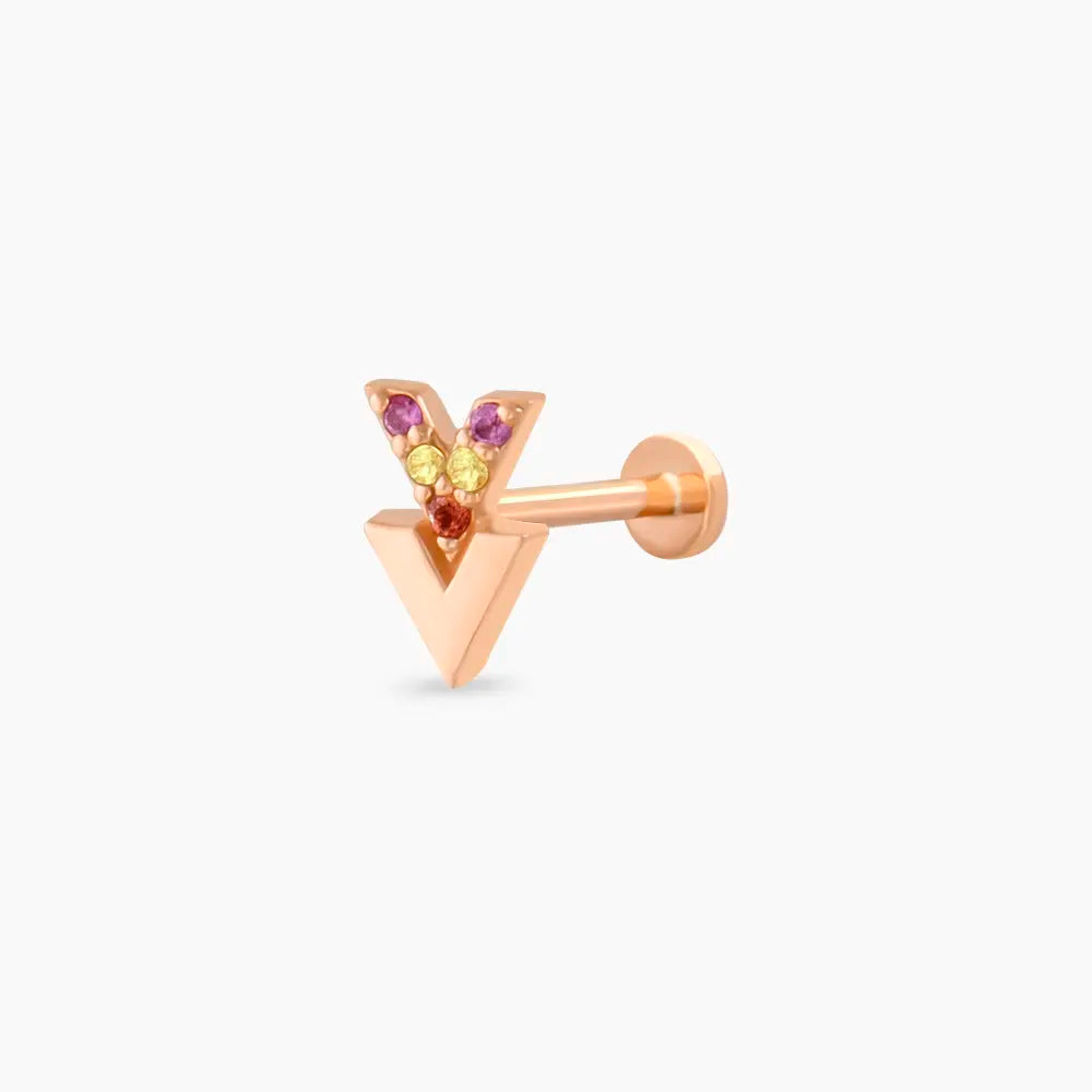 Way Multicolor Safir Rose Altın Piercing