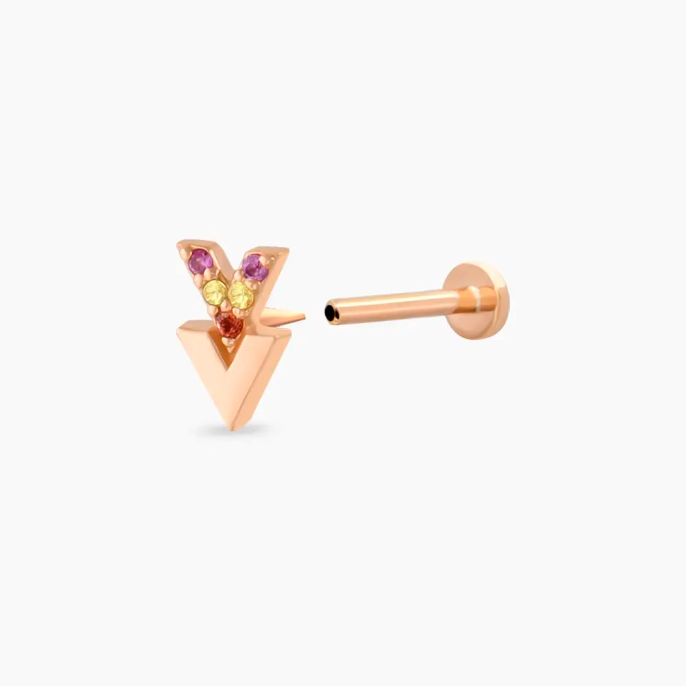 Way Multicolor Safir Rose Altın Piercing