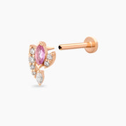Wendy Pink Safir ve Pırlanta Taşlı Rose Altın Piercing