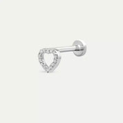 White Heart Pırlanta Taşlı Beyaz Altın Piercing