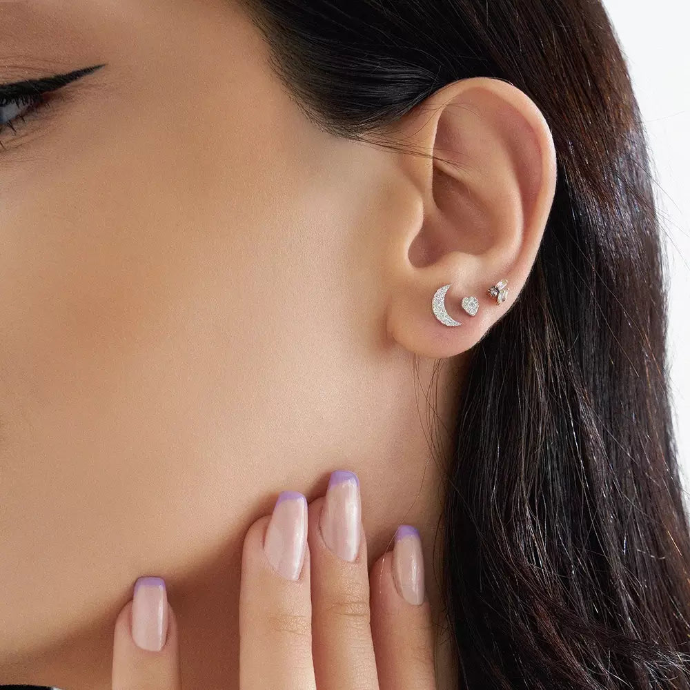 White Cherie Pırlanta Taşlı Mini Tek Küpe