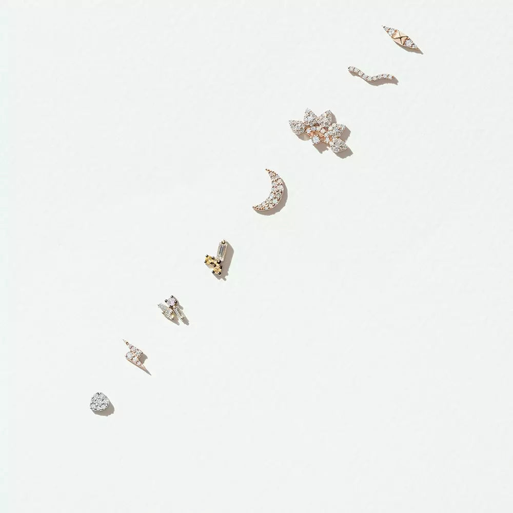 White Cherie Pırlanta Taşlı Mini Tek Küpe