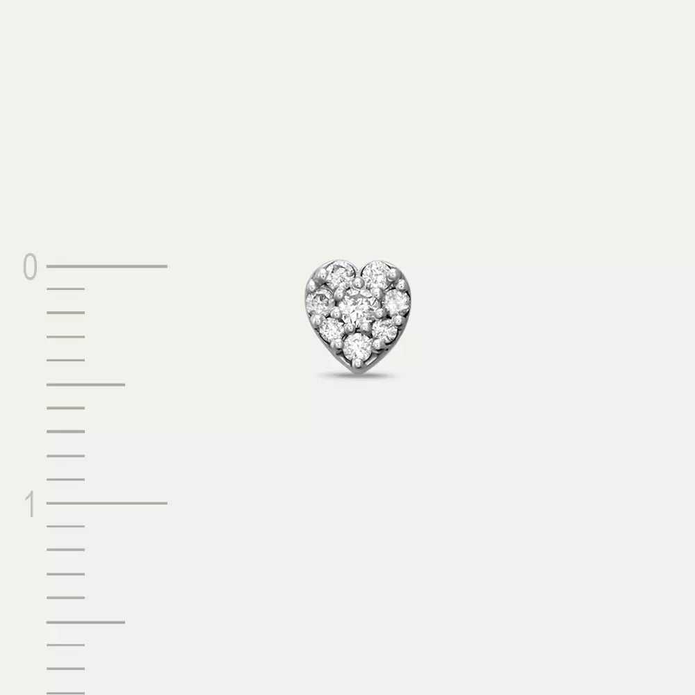 White Hearts Pırlanta Taşlı Mini Tek Küpe