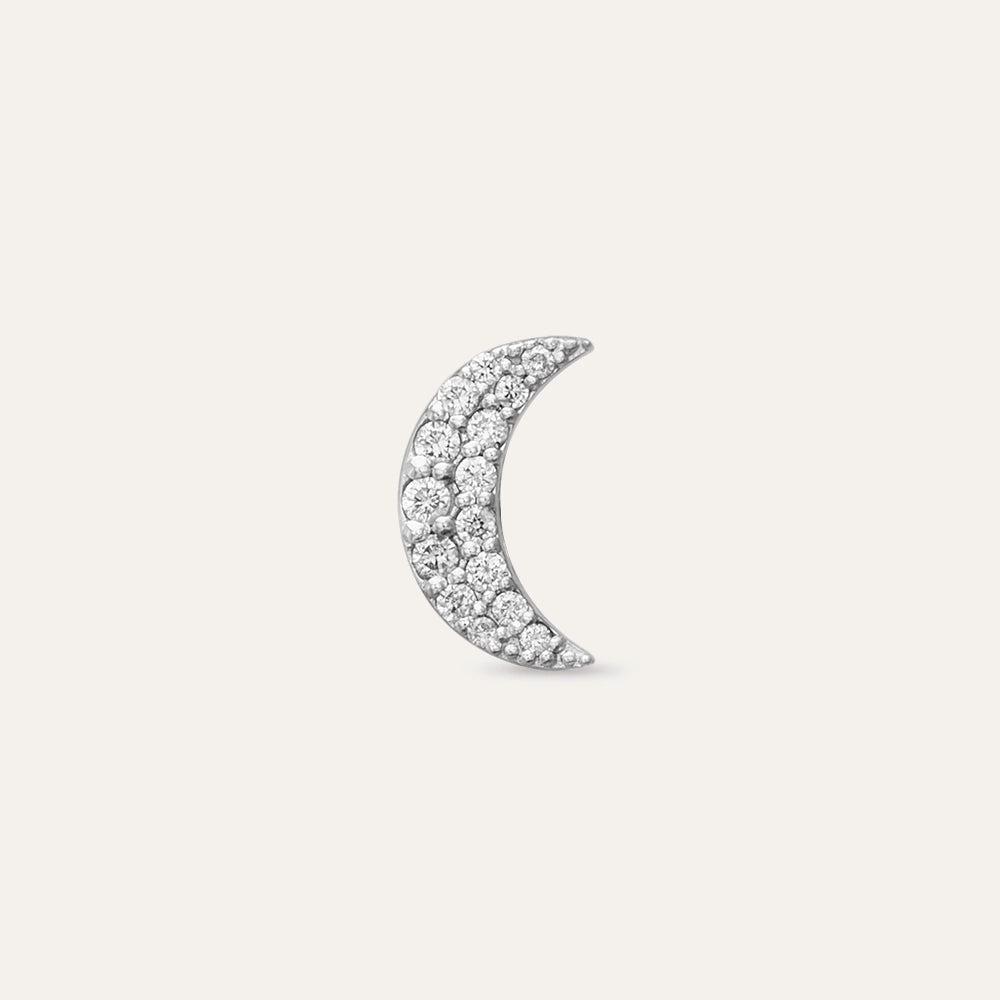 White Moon 0.06 CT Pırlanta Taşlı Tek Küpe