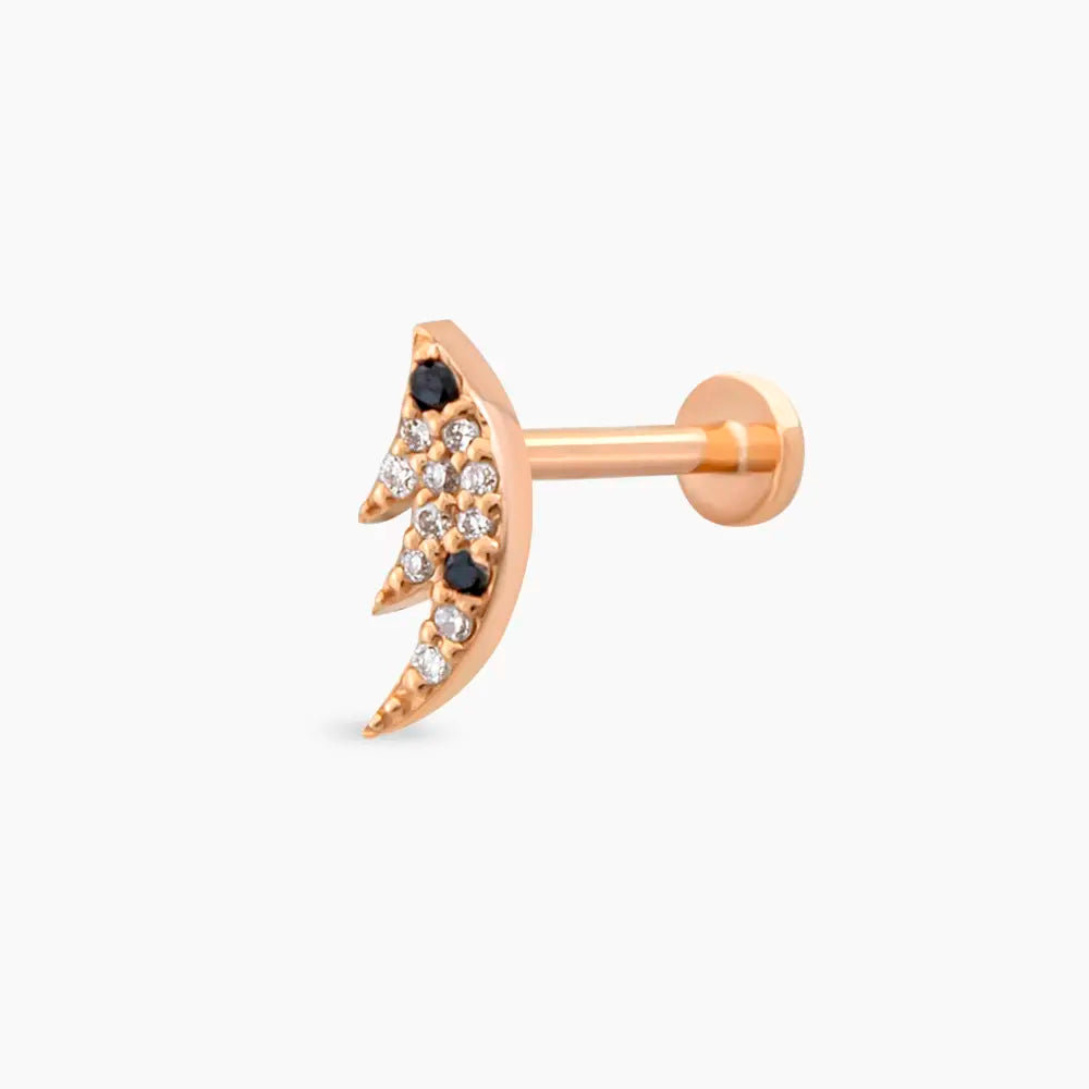 Wing Pırlanta Taşlı Rose Altın Piercing