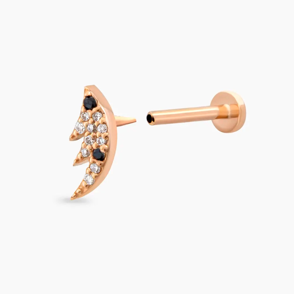 Wing Pırlanta Taşlı Rose Altın Piercing