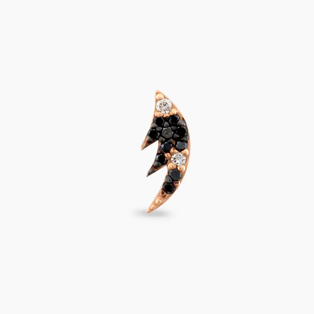 Wing Siyah Pırlanta Taşlı Rose Altın Piercing