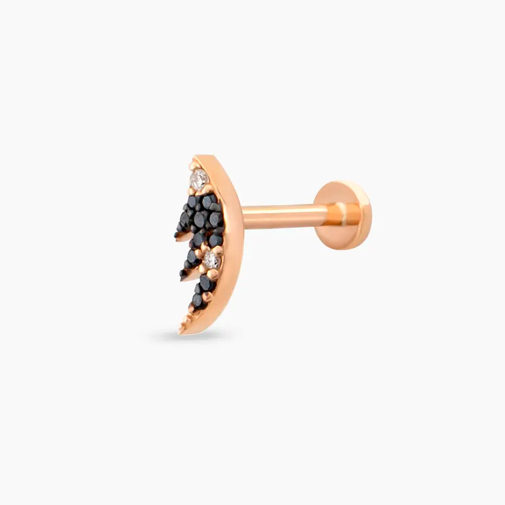 Wing Siyah Pırlanta Taşlı Rose Altın Piercing