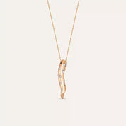 Worm Pırlanta Taşlı Rose Altın Kolye