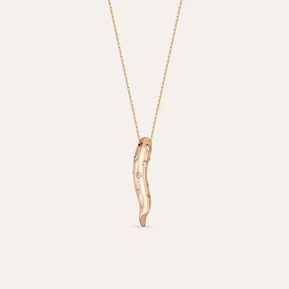 Worm Pırlanta Taşlı Rose Altın Kolye