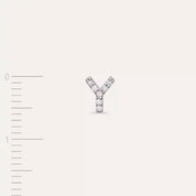 Y Harf Pırlanta Taşlı Beyaz Altın Tek Küpe