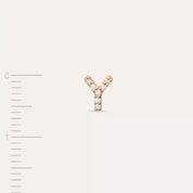 Y Harf Pırlanta Taşlı Rose Altın Tek Küpe