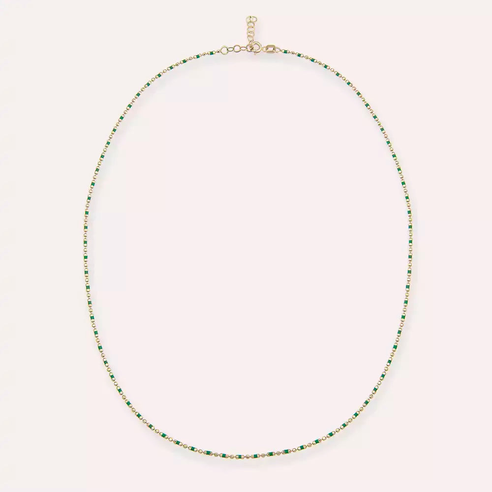 Yeşil Mineli Sarı Altın Golf Kolye