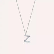 Z Harf 0.10 CT Pırlanta Taşlı Beyaz Altın Kolye