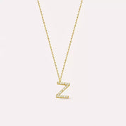 Z Harf 0.10 CT Pırlanta Taşlı Sarı Altın Kolye