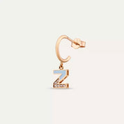 Z Harf Mavi Mineli ve Pırlanta Taşlı Tek Küpe