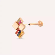 Zaya Multicolor Safir Taşlı Rose Altın Piercing