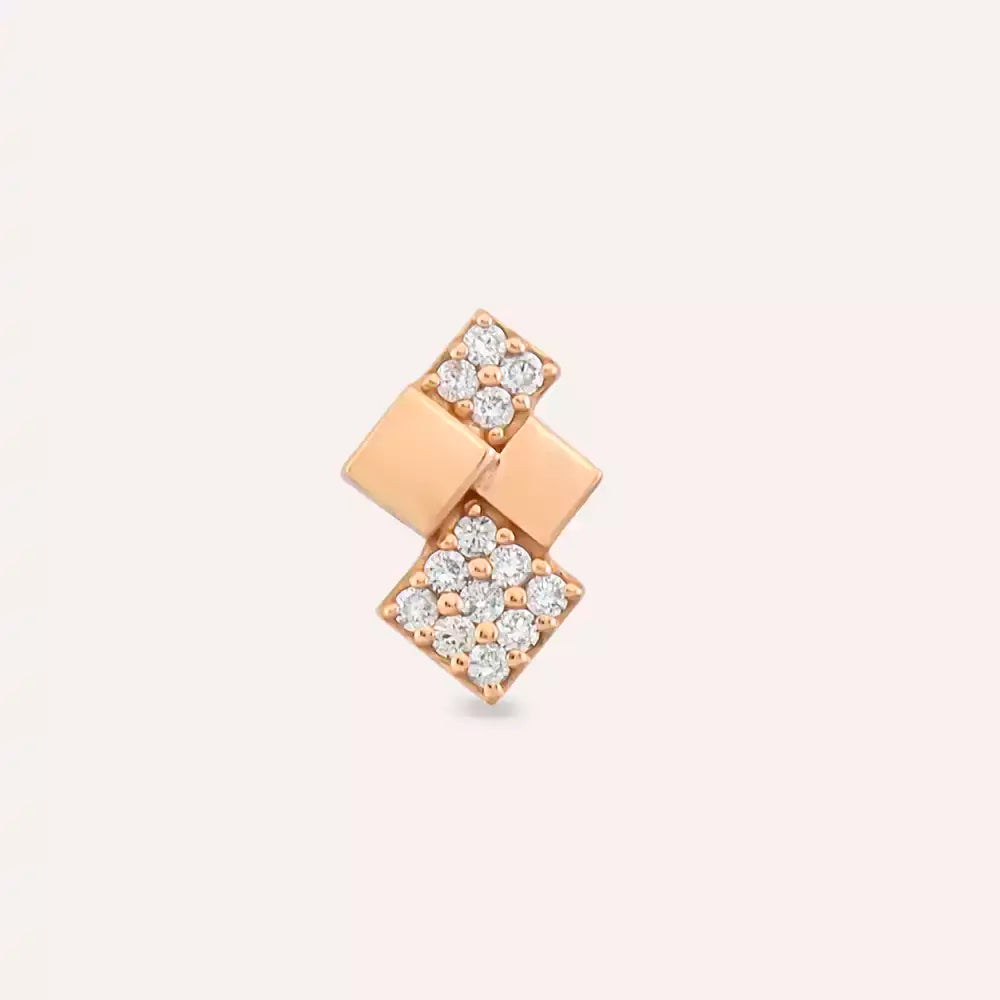 Zaya Pırlanta Taşlı Rose Altın Piercing