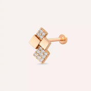 Zaya Pırlanta Taşlı Rose Altın Piercing