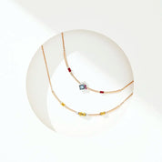 Zena Green Safir ve Yakut Taşlı Rose Altın Kolye