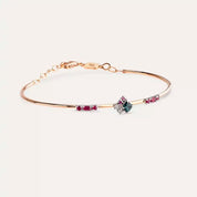 Zena Pırlanta, Yakut ve Safir Taşlı Rose Altın Bileklik