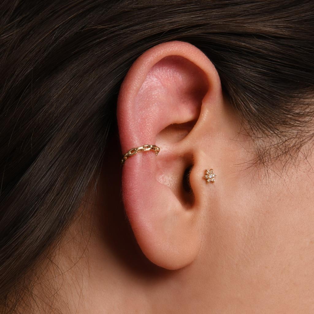 Zincir Model Altın Earcuff