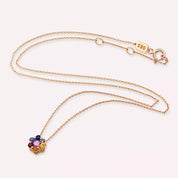 Flower Multicolor Safir Taşlı Rose Altın Kolye