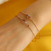 Zoya 1.02 CT Multicolor Safir ve Pırlanta Taşlı Rose Altın Bileklik