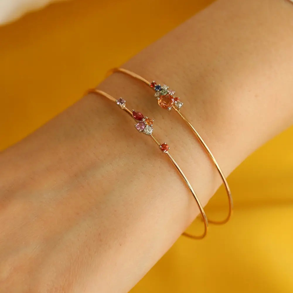 Cosmo 1.02 CT Multicolor Safir ve Pırlanta Taşlı Rose Altın Bileklik