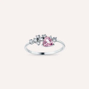 Zoya Kalp Kesim Pink Safir ve Pırlanta Taşlı Beyaz Altın Yüzük