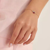 Zoya Red Safir ve Pırlanta Taşlı Rose Altın Bileklik