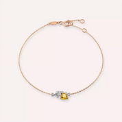 Cosmo Yellow Safir ve Pırlanta Taşlı Rose Altın Bileklik