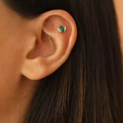 Zyre Zümrüt ve Pırlanta Taşlı Rose Altın Piercing