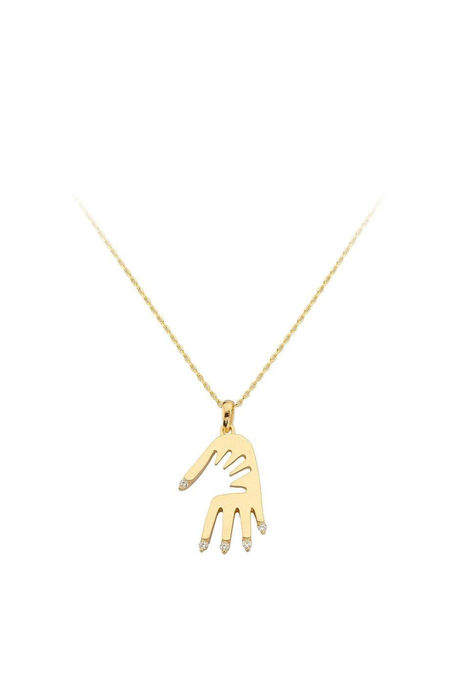 Golden Mother Baby Hand Track Necklace