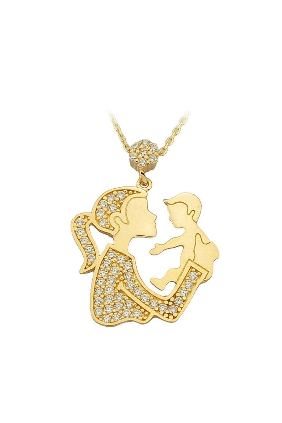 Golden Mother Baby Necklace