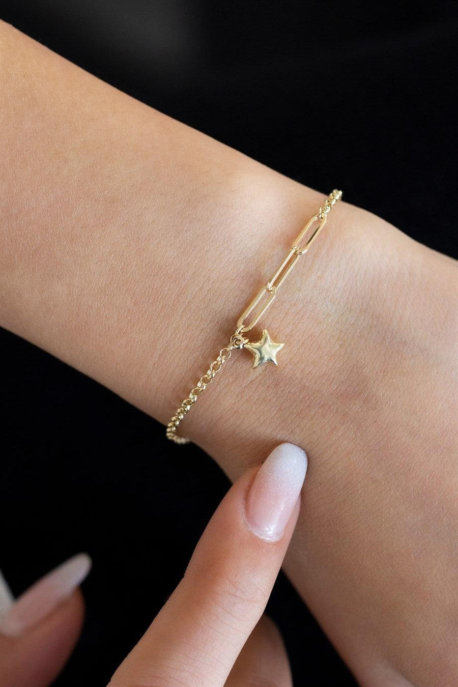 Golden Ataç Chain Star Bracelet