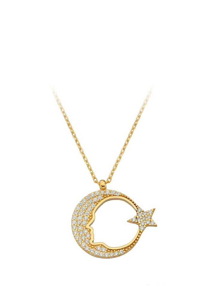 Golden Atatürk Moon Star Necklace