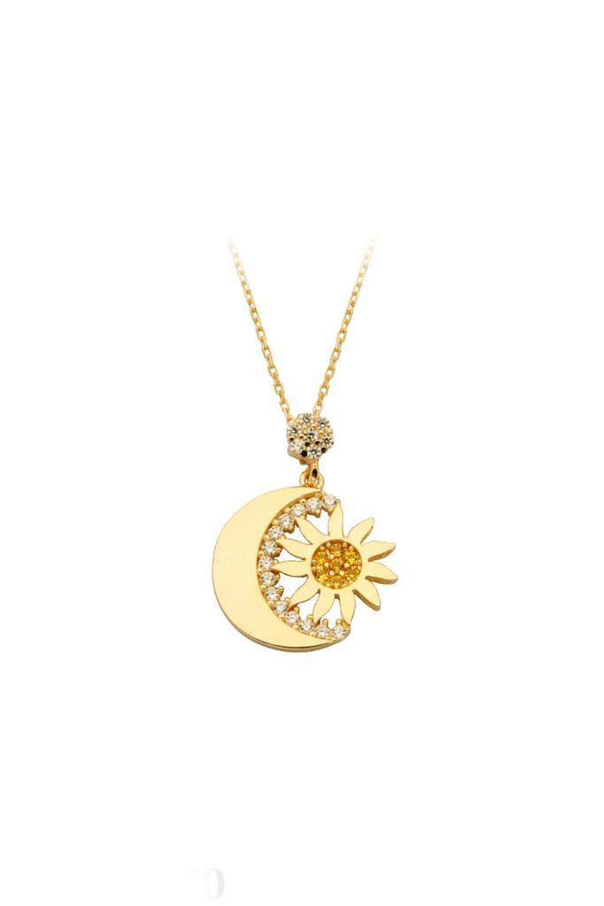 Golden Moon Sun Necklace