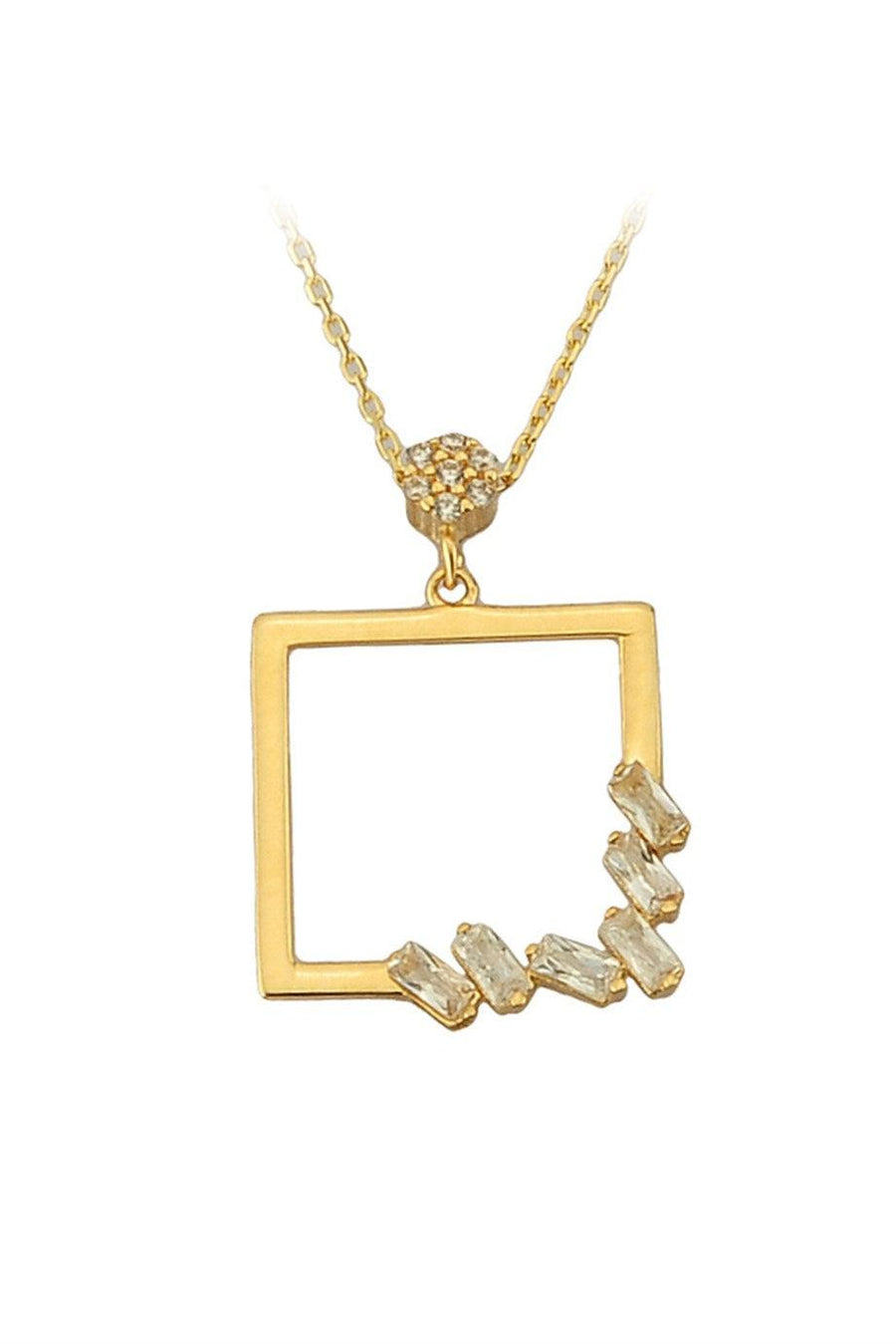 Golden Baguette Square Necklace
